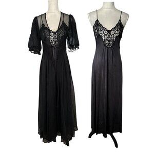 Vintage VAL MODE Lingerie Set Peignoir Nightgown Slip Dress With Robe 60s 70s S